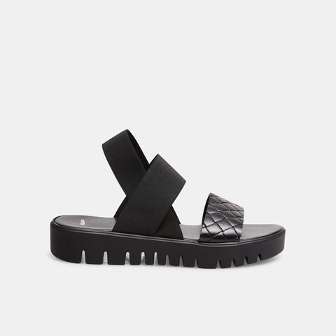 Sandalias de mujer con elástico, Negro Sandalias de mujer con elástico, Negro